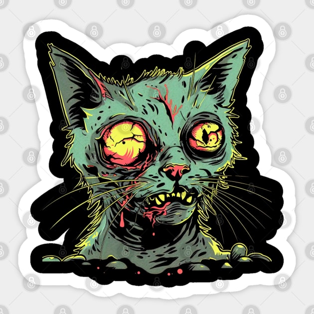 Creepy Cat Zombie Sticker by OscarVanHendrix